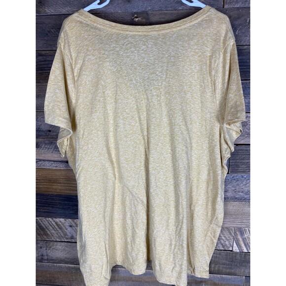 AVA & VIV Women's Yellow 3X V-Neck Short Sleeve Top Cotton Blend - Picture 6 of 10